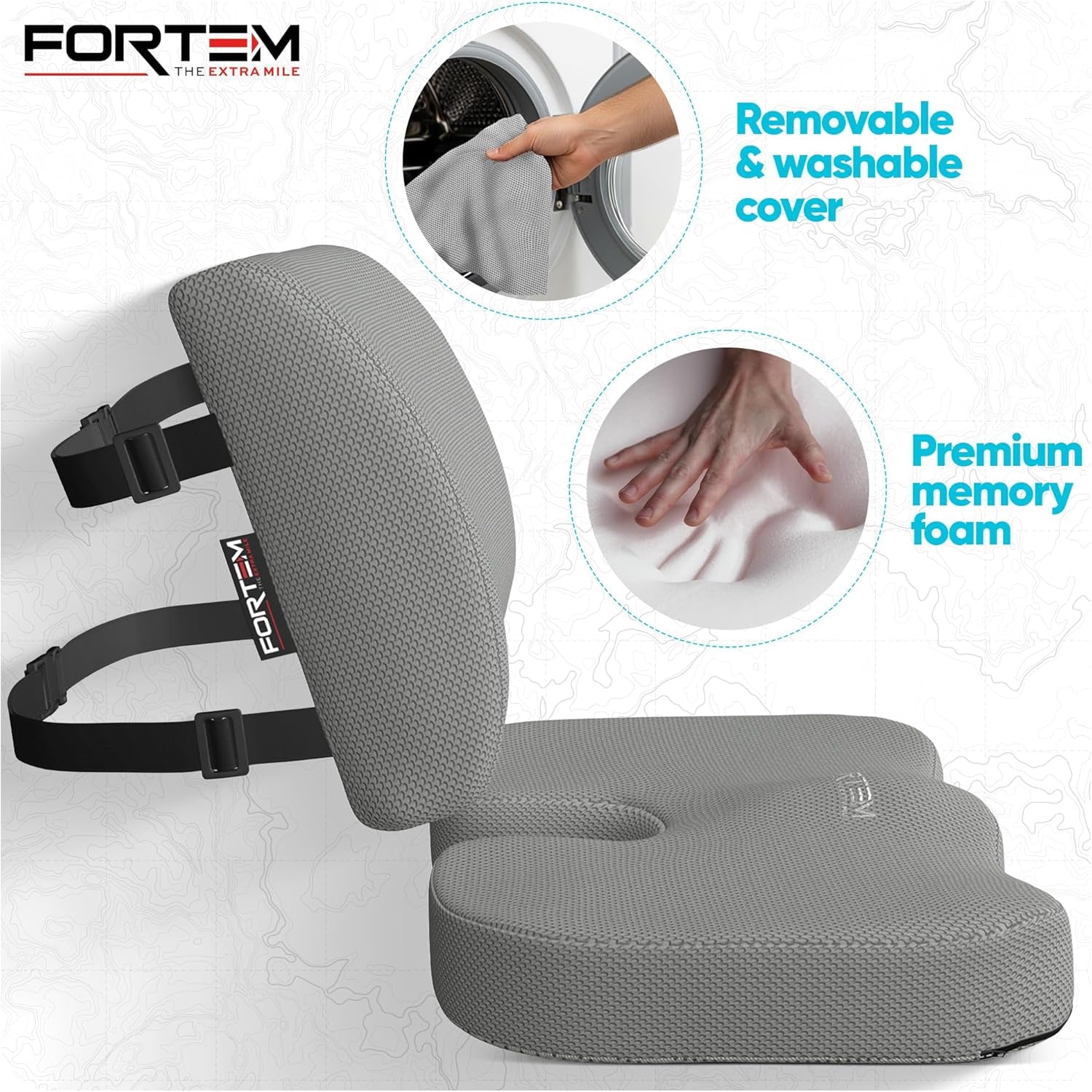 Office Chair Cushion and Back Support for Office Chair, Lumbar Support Pillow, Memory Foam, Non Slip Sitting and Back Rest for Gaming, Car Seat Cushion, Chair Pad