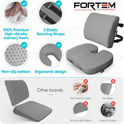 Office Chair Cushion and Back Support for Office Chair, Lumbar Support Pillow, Memory Foam, Non Slip Sitting and Back Rest for Gaming, Car Seat Cushion, Chair Pad
